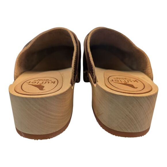 Kurier BFF Low Heel Wood Sole Clogs Brown Leather Size  EU 38 Size 7.5 Boho New - Picture 6 of 8